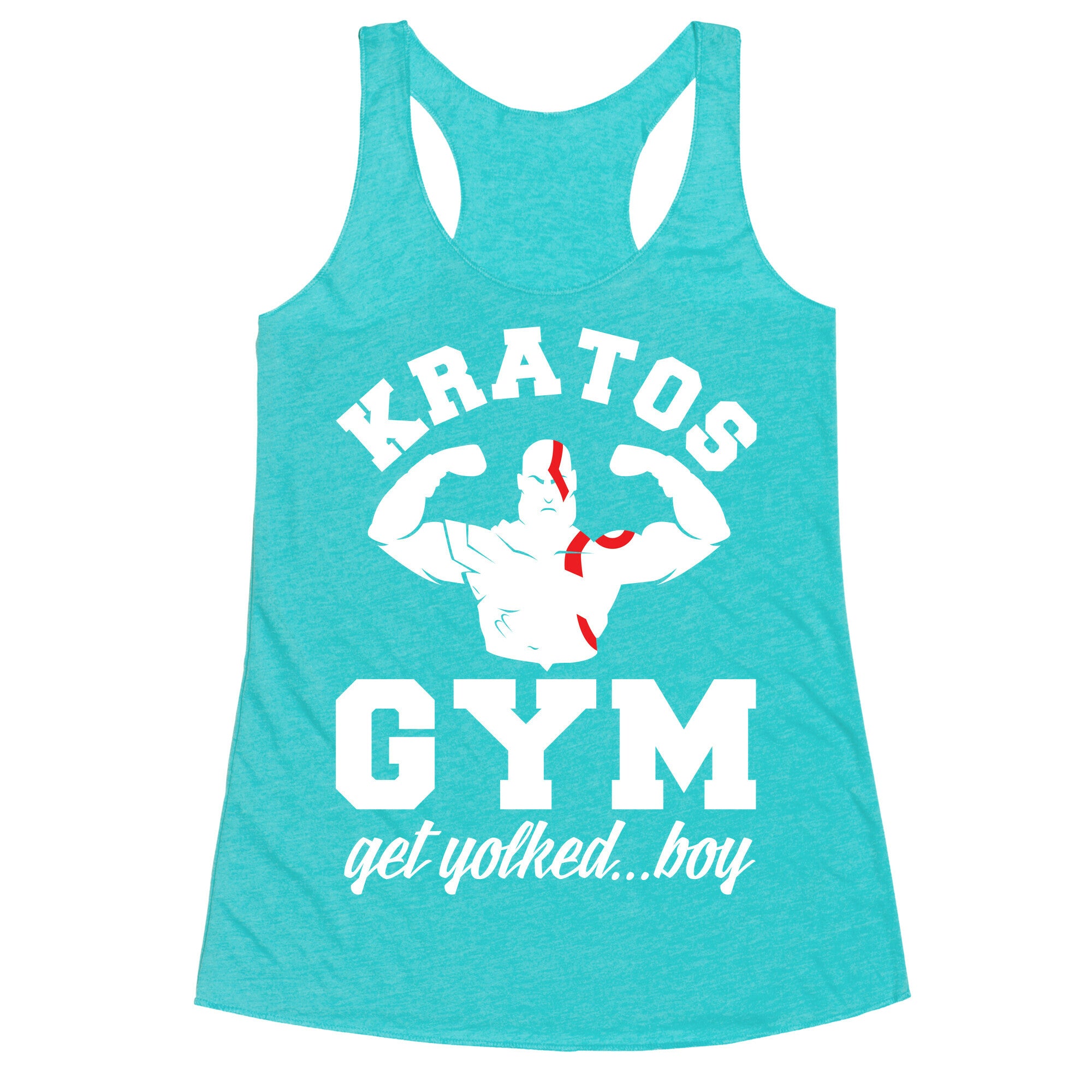 Kratos Gym Get Yolked Boy Racerback Tank